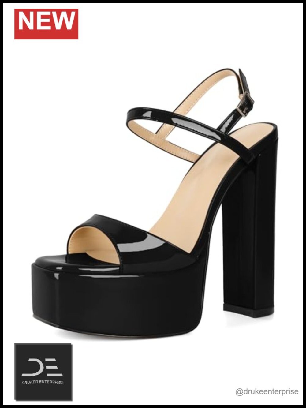 Chunky Platform Heels Square Open Toe Adjustable Straps Mule Sandals 6 Inch
